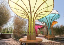 竹葉躍動迎賓，踩林蔭幽徑聽流水潺潺